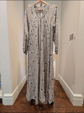Natalie Martin Long Floral Print Maxi Dress in Taupe